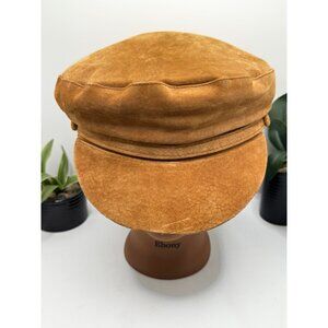 Vintage Camel Suede Newsboy Cap